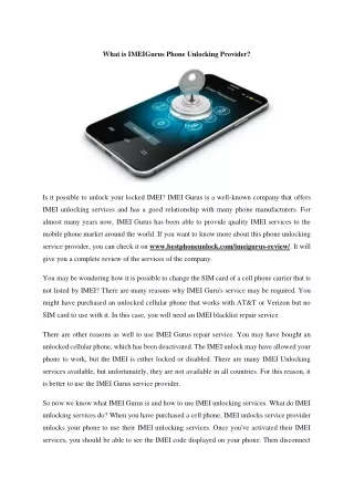 what is imeigurus phone unlocking provider