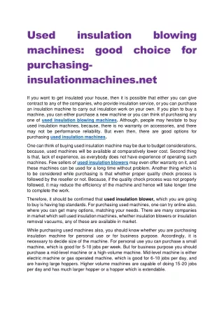 used machines good choice for purchasing