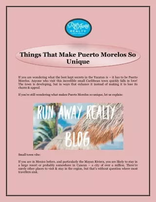 Things That Make Puerto Morelos So Unique