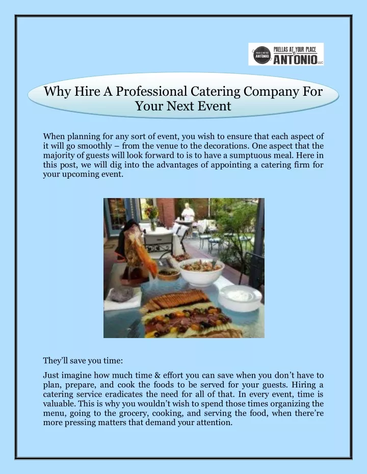 why hire a professional catering company for your