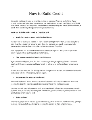How to Build Credit