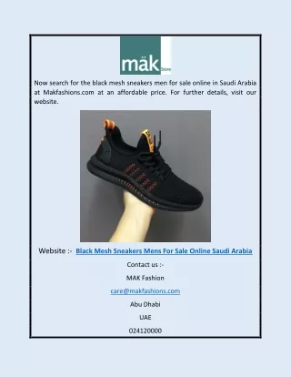 Black Mesh Sneakers Mens For Sale Online Saudi Arabia | Makfashions.com