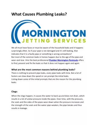 What Causes Plumbing Leaks?