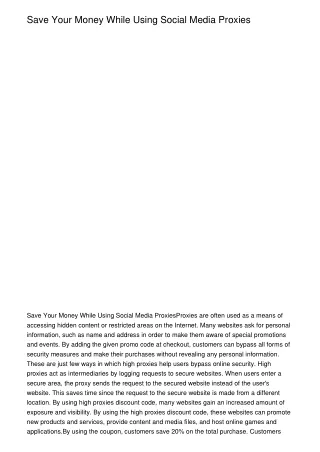 Save Your Money While Using Social Media Proxies
