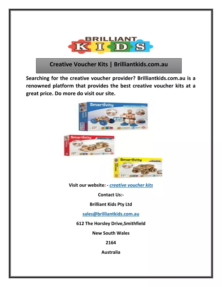 creative voucher kits brilliantkids com au