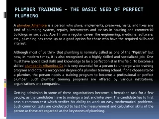 plumber training the basic need of perfect plumbing