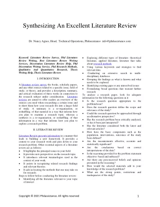 synthesizing an excellent literature review