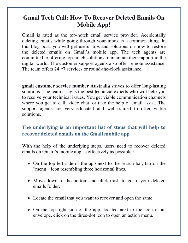 gmail tech call how to recover deleted emails