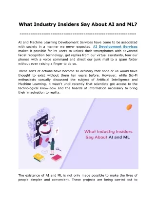 what industry insiders say about ai and ml