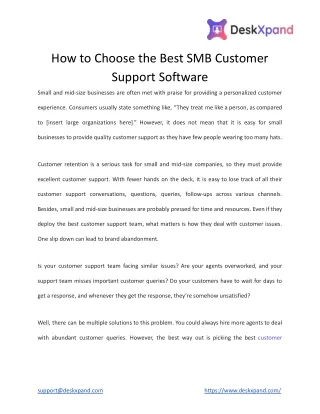 how to choose the best smb customer support