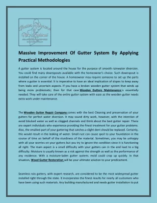 Massive Improvement of Gutter System by Applying Practical Methodologies