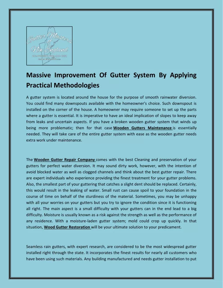 massive improvement of gutter system by applying