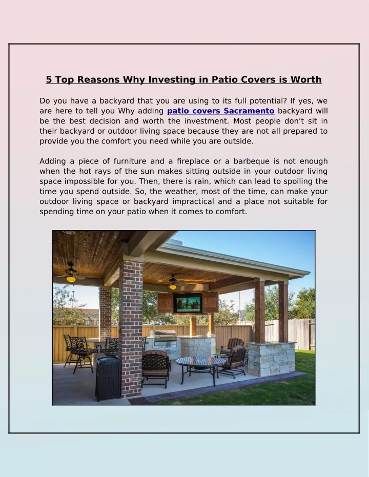 5 top reasons why investing in patio covers