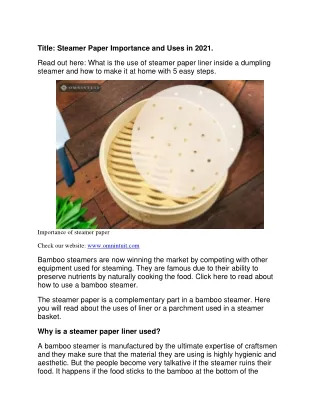 Importance of Steaming Paper