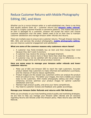 reduce customer returns with mobile photography