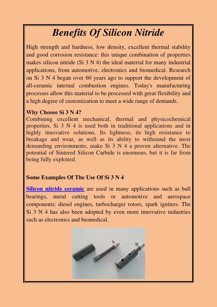 benefits of silicon nitride