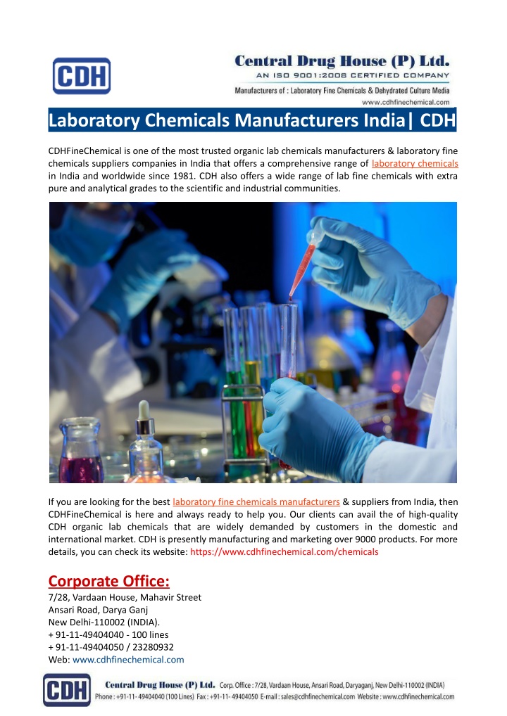 laboratory chemicals manufacturers india cdh