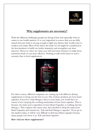 why supplements are necessary