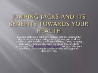 Jumping Jacks and its benefits towards your health