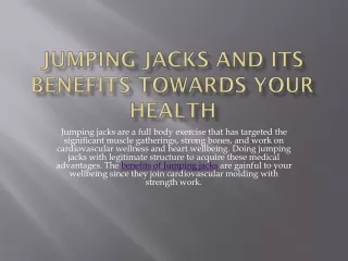 jumping jacks and its benefits towards your health