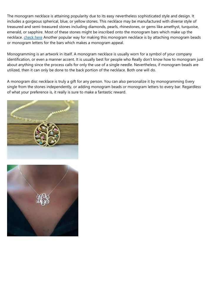 the monogram necklace is attaining popularity