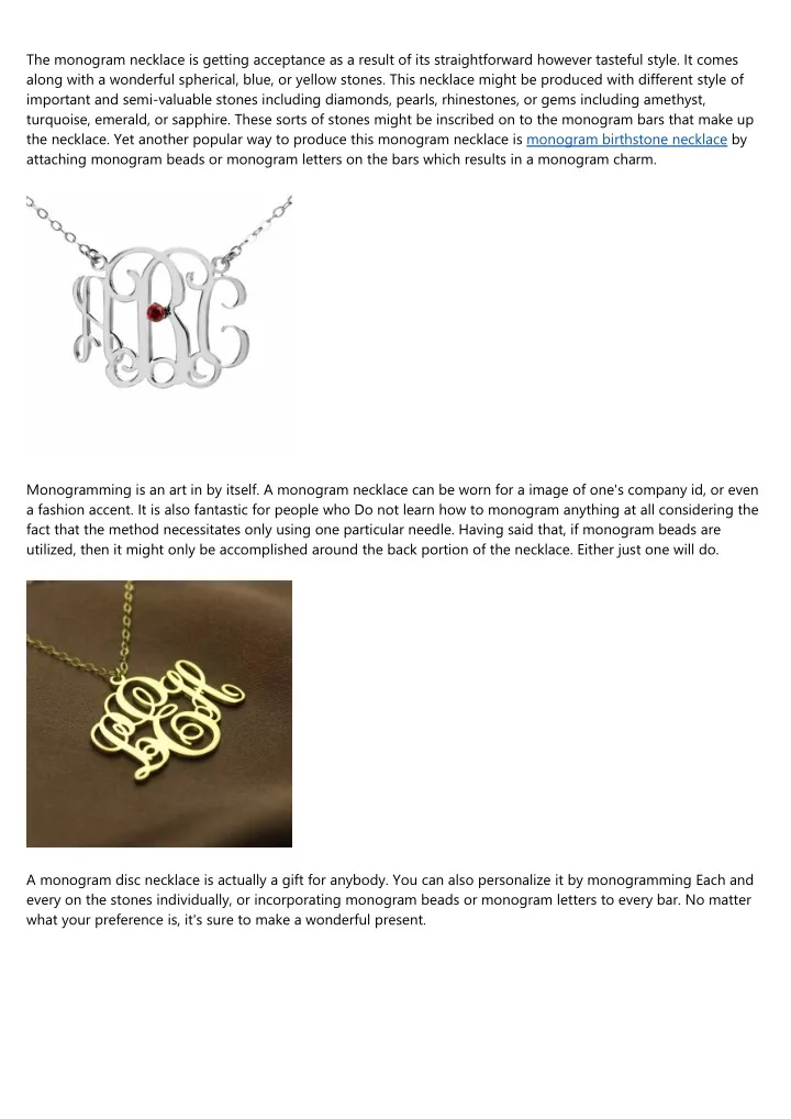 the monogram necklace is getting acceptance