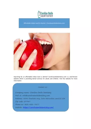 Affordable Indian Land SC Dentist