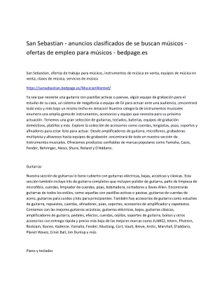 San Sebastian - anuncios clasificados de se buscan músicos - ofertas de empleo para músicos - bedpage.es-converted