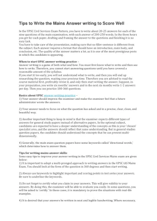 tips to write the mains answer writing to score