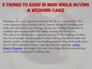 3 things to keep in mind while buying a wedding cake