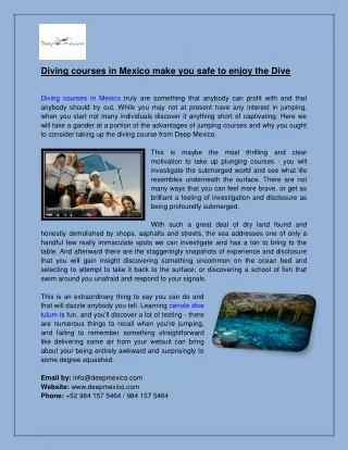 Diving courses in Mexico make you safe to enjoy the Dive