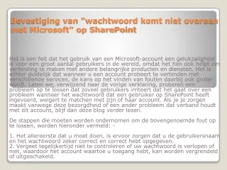 Bevestiging van "wachtwoord komt niet overeen met Microsoft" op SharePoint