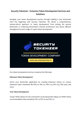 security tokenizer extensive token development