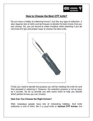 How to Choose the Best OTF knife