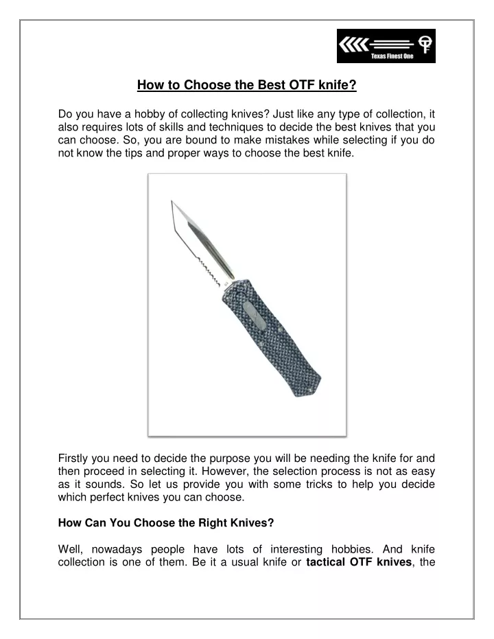 how to choose the best otf knife do you have