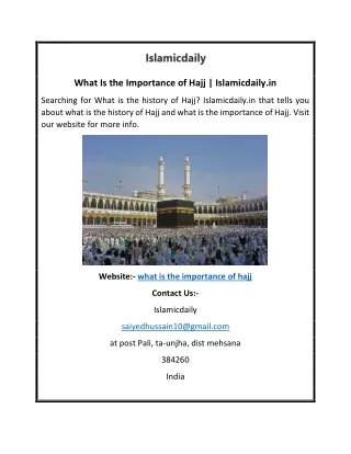 What Is the Importance of Hajj Islamicdaily.in