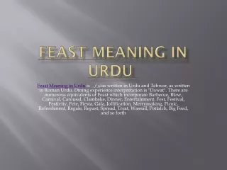 Feast Meaning In Urdu