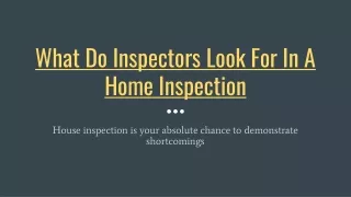 What Do Inspectors Look For In A Home Inspection | Home Inspector Professional C