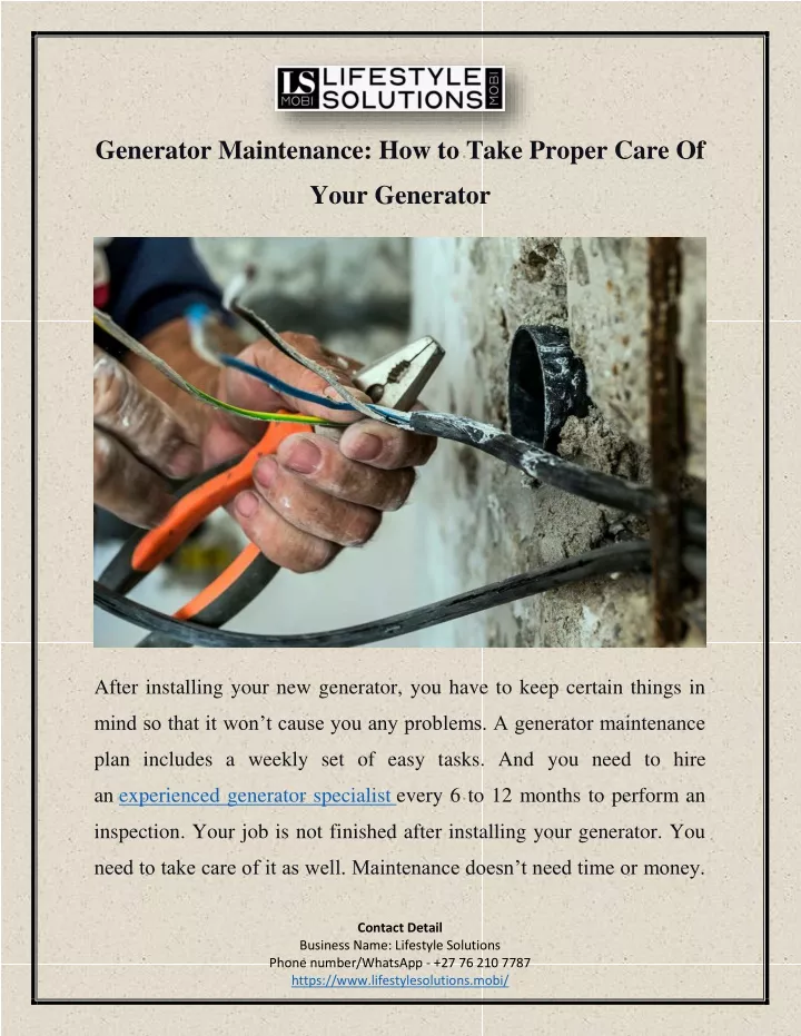 generator maintenance how to take proper care of