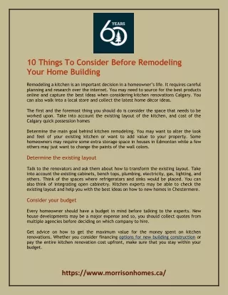 10 Things to Consider Before Remodeling Your Home Building
