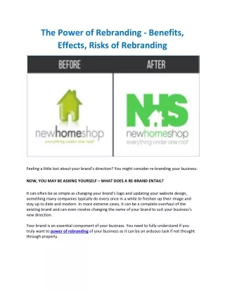 The Power of Rebranding - Benefits, Effects, Risks of Rebranding