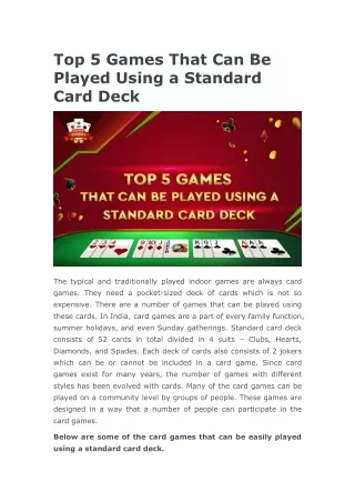 top 5 games that can be played using a standard