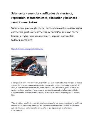 Salamanca - anuncios clasificados de mecánica, reparación, mantenimiento, alineación y balanceo - servicios mecánicos-co