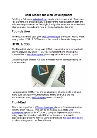best stacks for web development fetching a full