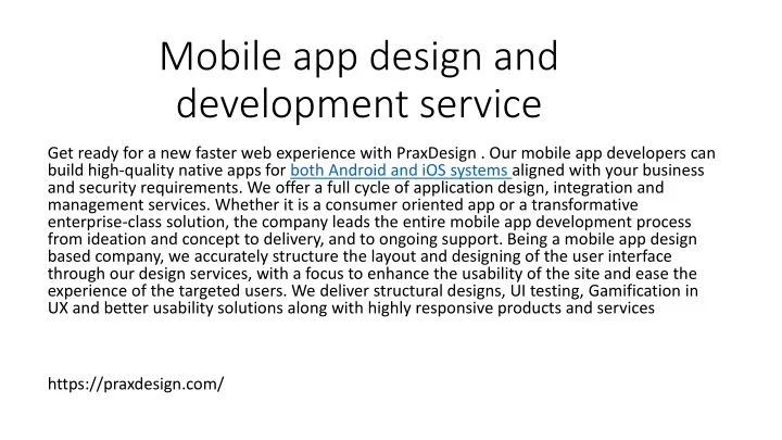 mobile app design and development service