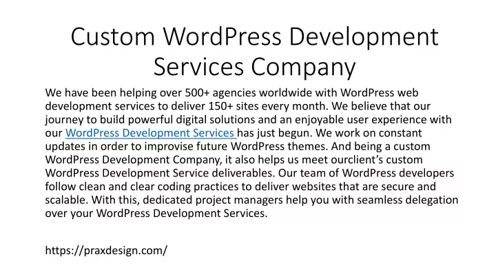 custom wordpress development services company