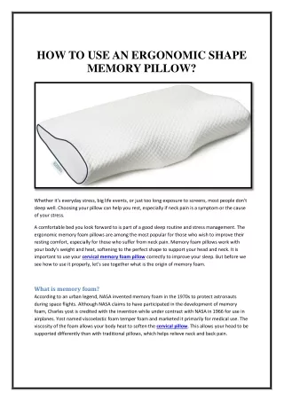 how to use an ergonomic shape memory pillow