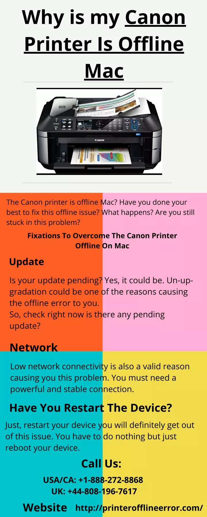 why is my canon printer is offline mac