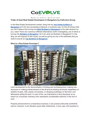 traits of best real estate developers