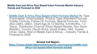 Middle East and Africa Rice Based Infant Formula Market